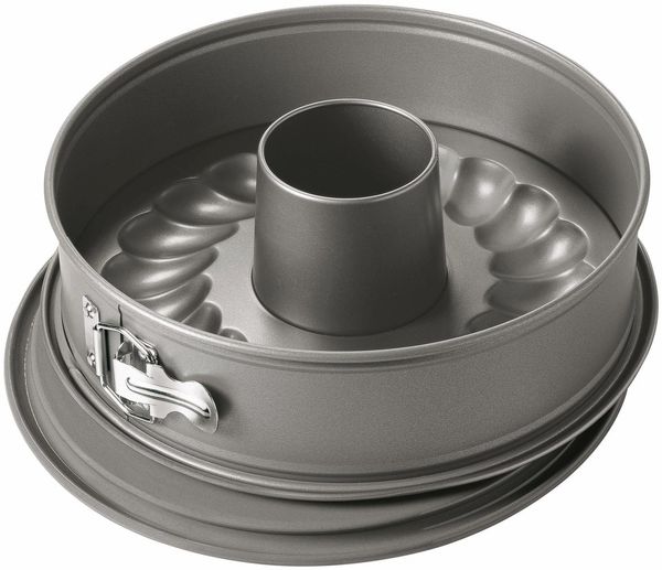 Kaiser La Forme Springform mit Flach- und Rohrboden 28 cm, 2 Böden, runde Backform, auslaufsicher, antihaftbeschichtet, grau