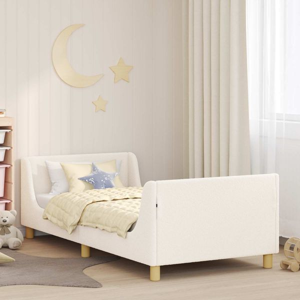 vidaXL Kinderbettgestell mit Kopfteil Creme 90 x 200 cm Schafstoff 42010884