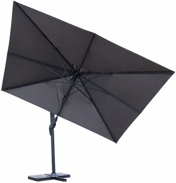 osoltus Ampelschirm Grande KOS Alu mit Kurbel 4 x 3m Tilt axial schwenkbar Grau