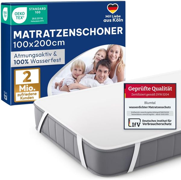 Blumtal Matratzenschoner 100x200 cm - wasserdichte Matratzenauflage 100x200 cm aus 80% Baumwolle - Oeko-TEX zert. Inkontinenzunterlage waschbar bis 95 °C - knisterfreier Bett Topper - Bettunterlage