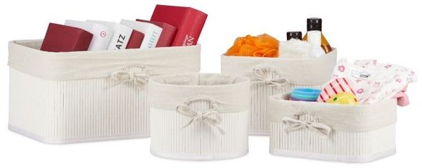 Relaxdays 8 tlg. Aufbewahrungskorb Set aus Bambus