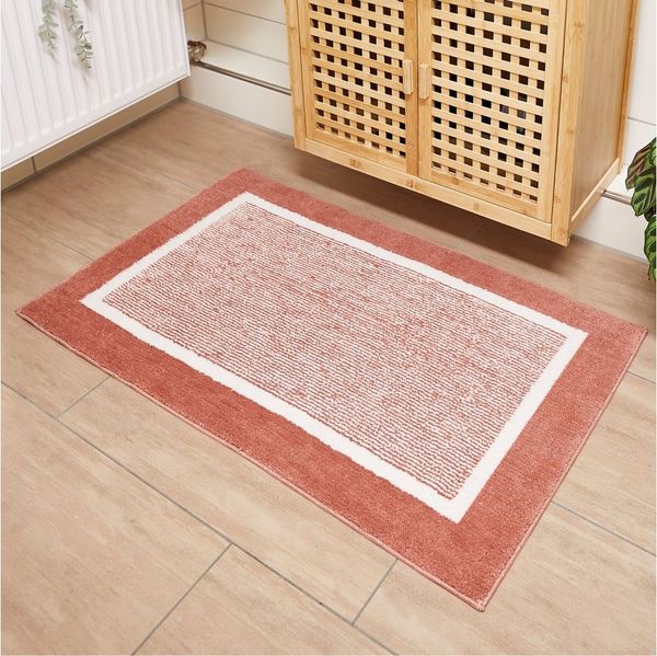 andiamo Badematte rutschfest Maui - Badezimmerteppich weich und flauschig - Duschvorleger für Badezimmer Badteppich rutschfest waschbar Set 40x60 cm + 50x80 cm Rostrot