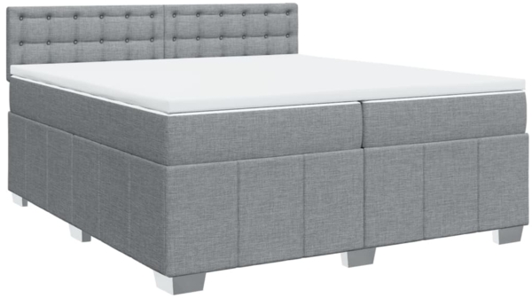 vidaXL Boxspringbett mit Matratze Hellgrau 200x200 cm Stoff 3287189