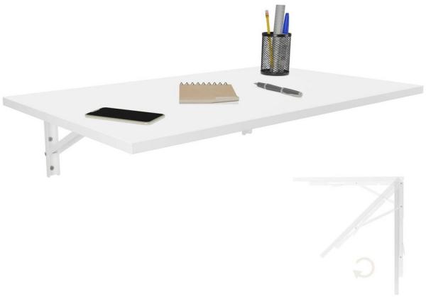 KDR Wandklapptisch 80x50 cm Weiß – Klappbarer Tisch zur Wandmontage – als Esstisch, Schreibtisch, Küchentisch oder Arbeitsplatz – Platzsparend & vielseitig einsetzbar