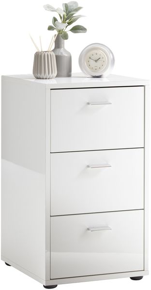 Nachtkonsole >VIRGINIA 1 UP< in hochlanz weiß - 35x62,4x39,9cm (BxHxT)