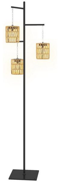 Outsunny LED Solarleuchte aus Rattan, mit Lichtsensor, 3 Lichten, automatisch, Solarbetrieben, wetterfest, Glühlampe, Warmweiß, im Boho-Stil, für Garten, Balkon, Außen, Rasen, Hof