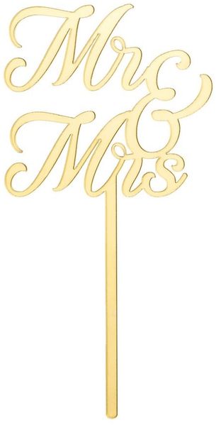 partydeco Tortenstecker, Cake Topper Mr & Mrs Hochzeit 16,5x8,3 cm Gold