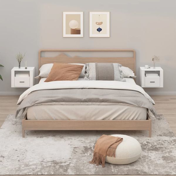 vidaXL Wand-Nachttische 2 Stk. Hochglanz-Weiß 50x36x40 cm 816885