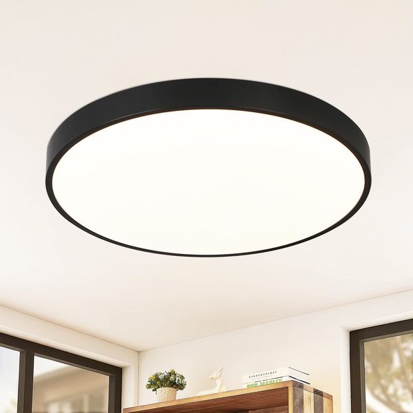 ZMH LED Deckenleuchte Schwarz Deckenlampe - Flach Küchenlampe IP44 Wasserdicht Badlampe Rund Ø28cm Flurlampe 17W Modern für Wohnzimmer Schlafzimmer Bad Flur Küche Kinderzimmer Eingang