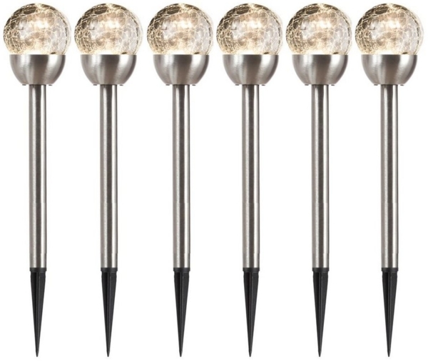 MARELIDA LED Solarleuchte LED Solar Wegleuchten 6Stk. Kugellampen Bruchglas 24,5cm Gartenleuchte, LED Classic, warmweiß (2100K bis 3000K)