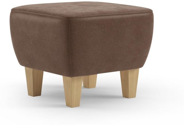 Cavadore Hocker Vida / Polsterhocker mit massiven Holzfüßen in Buche / 52 x 46 x 52 / Mikrofaser, Hellbraun