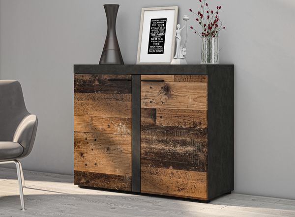 AX LIVING Schmal Kommode Spacoro 2T Eleganz Modern in Matera/Old Style