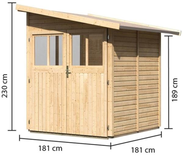 Karibu Gartenhaus Wandlitz 2 Anlehnhaus 19mm naturbelassen Bild 3