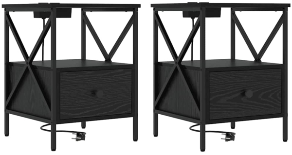 vidaXL Nachttisch 2 pcs Schwarz Eichen-Optik 41,5 x 40,5 x 55 cm 859551