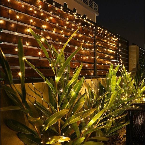 Rosnek LED-Lichternetz Solar Wasserdichte Mesh Lichterkette für Weihnachten Party Garten deko, 1.5*1.5M/3*2M, Solar Lichternetz Außen Inner mit 8 Modi