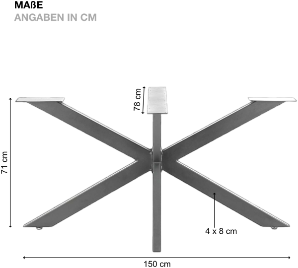 Tischgestell | X-Design | 150 x 78 x 71 cm | Stahl - Anthrazit Bild 7