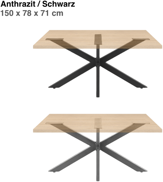 Tischgestell | X-Design | 150 x 78 x 71 cm | Stahl - Anthrazit Bild 9