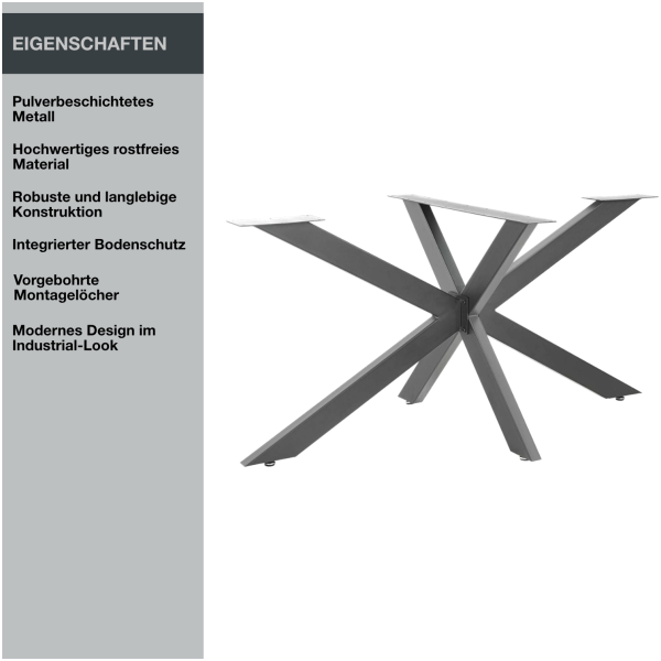 Tischgestell | X-Design | 150 x 78 x 71 cm | Stahl - Anthrazit Bild 2