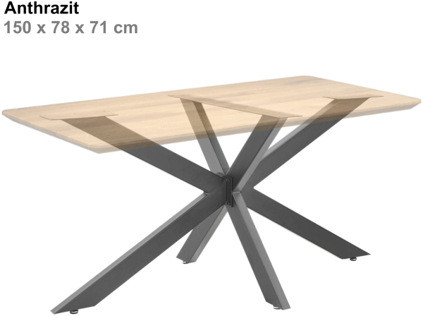 Tischgestell | X-Design | 150 x 78 x 71 cm | Stahl - Anthrazit Bild 3
