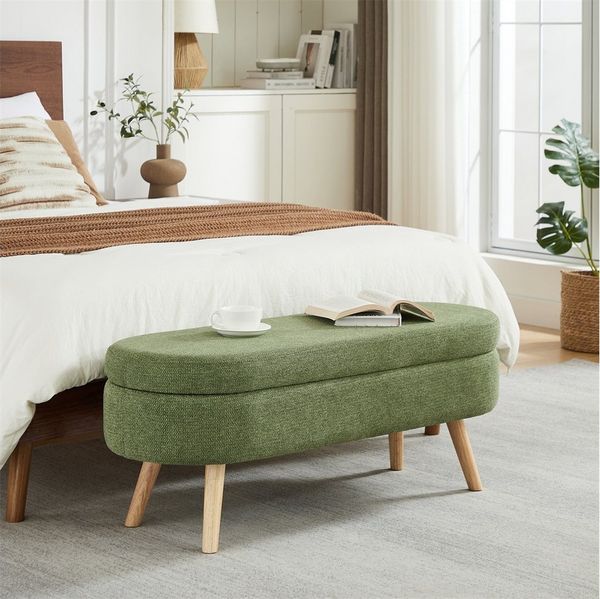 REDOM Sitzbank mit Stauraum (110 cm lange moderne Bank mit Chenille-Bezug, 1-St, 110*40*42cm)