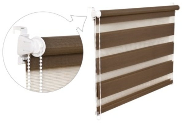 Doppelrollo Duorollo 55 cm breit 200 cm lang hellbraun mocca inkl. Seilzug Fensterrollo Klemmrollo J Bild 3
