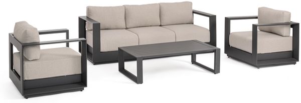 Garten-Set Sesmo aus Aluminium und Olefin-Gewebe, modern, anthrazit sand, inkl. Kissen