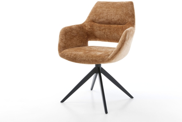 Drehstuhl Yago-Flex mit Armlehnen Chenille Rost Kreuzgestell breit Schwarz 360° drehbar Wippfunktion Taschenfederkern