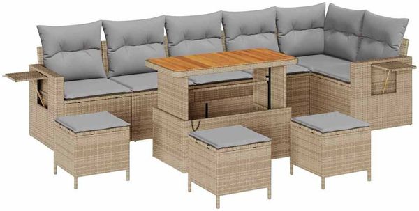 vidaXL Gartensofa-set 10 pcs Beige Poly-Rattan 3361772 Bild 2