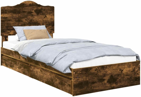 vidaXL Aufbewahrungsbett Geräucherte Eiche 75x190 cm Holzwerkstoff 3413559