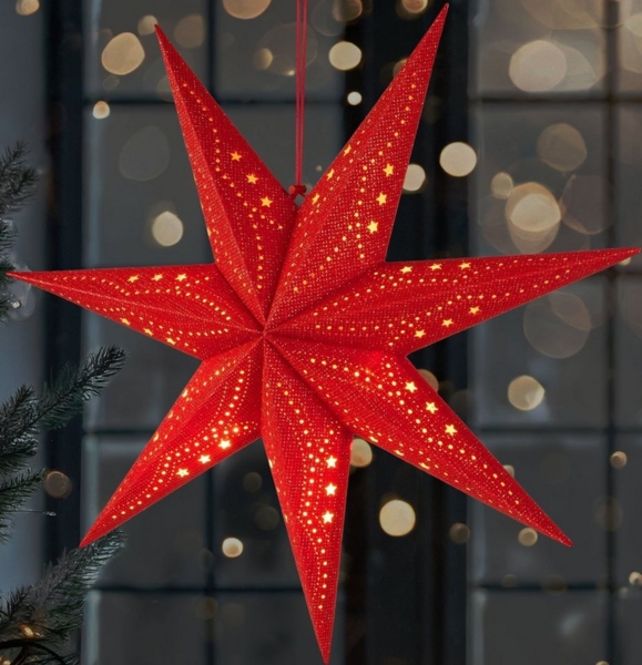 BRUBAKER LED Stern 3D Weihnachtsstern zum Aufhängen - LED Papierstern mit Timer, Batteriebetrieben und Beleuchtet, LED fest integriert, Warmweiß, 60 cm Adventsstern mit modernem Muster - Leuchtstern Deko Weihnachten