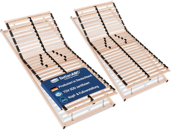 Betten-ABC Max1 Lattenrost - 160x200 cm - individuelle Kopf- & Fußteilverstellung sowie Härtegradverstellung - Selbstmontage - hergestellt aus Schicht- & Buchenholz in Deutschland
