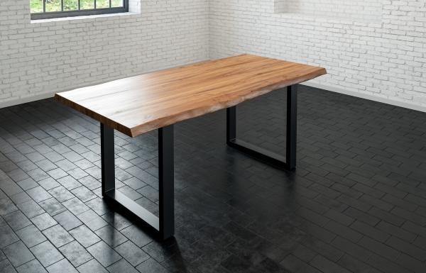 Esstisch Baumkante massiv Akazie natur 120 x 80 schwarz LIAM 70104269