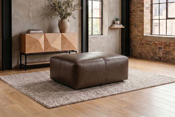 KAWOLA Polsterhocker CELESTE Hockerbank Leder dunkelbraun 48 x 80 x 120 cm