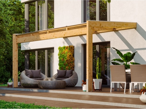 Skan Holz Holz Terrassenüberdachung Novara | Natur