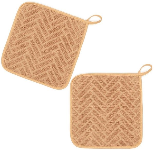 Kracht Topflappen Bricks, (Set, 2-tlg, 2-teilig), 2er Set Topflappen, Baumwoll Frottier, ca. 22x22 cm