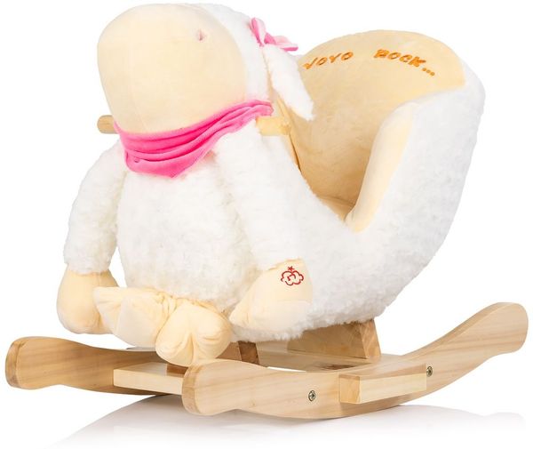 Chipolino Schaukeltier Sitz Musik Holz Plüsch Handgriffe Fußstütze ab 10 Monate weiß