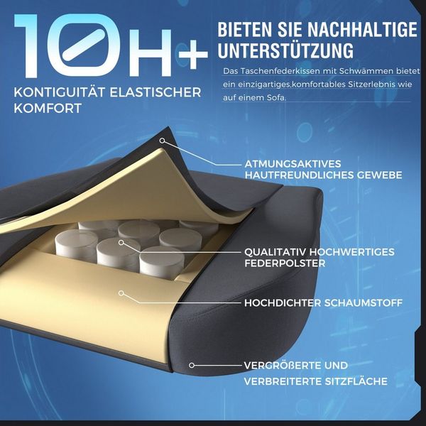 GTPLAYER Gaming-Stuhl aus Stoff mit Taschenfederkissen großer hoher Gamer Stuhl, 150KG (Gaming Chair mit hoher Rückenlehne und Fußstütze), Bürostuhl Gaming Sessel Gepolstert für Jugendliche und Erwachsene