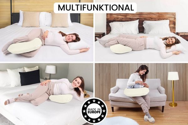 Amilian Stillkissen - Stillmond - Schwangerschaftskissen - Lagerungskissen, pregnancy pillow - Stillhörnchen - Seitenschläferkissen, mit abnehmbarem Bezug