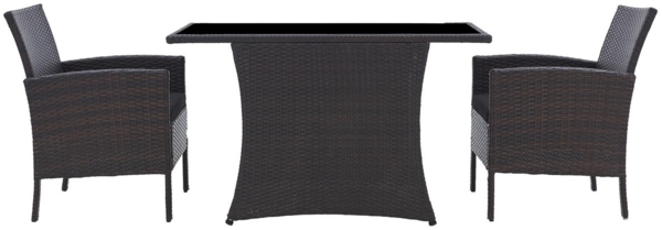 Garten Sitzgruppe Balkonset Polyrattan braun mit Tisch und Kissen