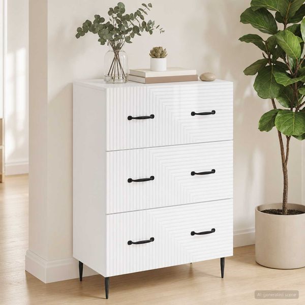 vidaXL Schubladenschrank Hochglanz Weiß 66 x 34,5 x 89,5 cm 894839