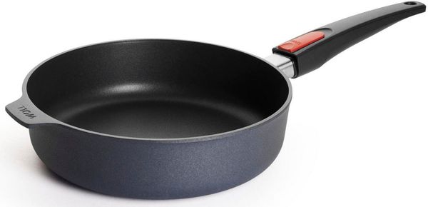 Woll Diamond Lite Hochrandpfanne - Induktiv -, Ø 24 cm, 7 cm hoch, mit abnehmbarem Stiel - Geeignet für alle Herdarten, Aluminiumguss, Antihaft-Versiegelung, backofenfest, anthrazit