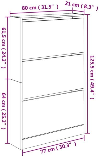 vidaXL Schuhschrank Weiß 80x21x125,5 cm Holzwerkstoff 839924 Bild 9