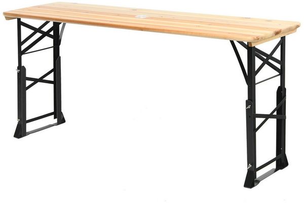 COSTWAY Gartentisch, Biertisch klappbar & höhenverstellbar, Holz & Metall