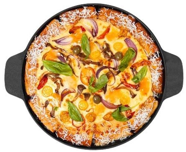 Alu Guss Pizza Brot Grill Pfanne Ø36cm Induktion Bratpfanne Handschuhe Braten