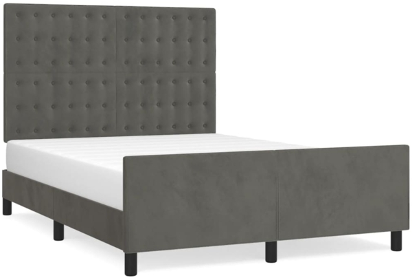 vidaXL Bettgestell mit Kopfteil Samt Dunkelgrau 140x190 cm, Härtegrad: H2 [3125996]