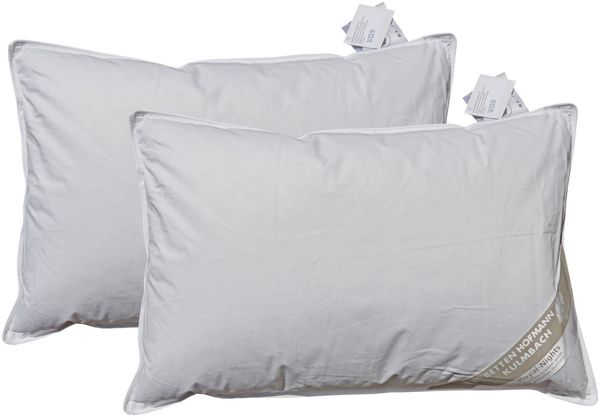 2 Stück Betten Hofmann kuschelweiche Daunenkissen 40x60 cm Kopfkissen 150 g Daunen 100% Natur