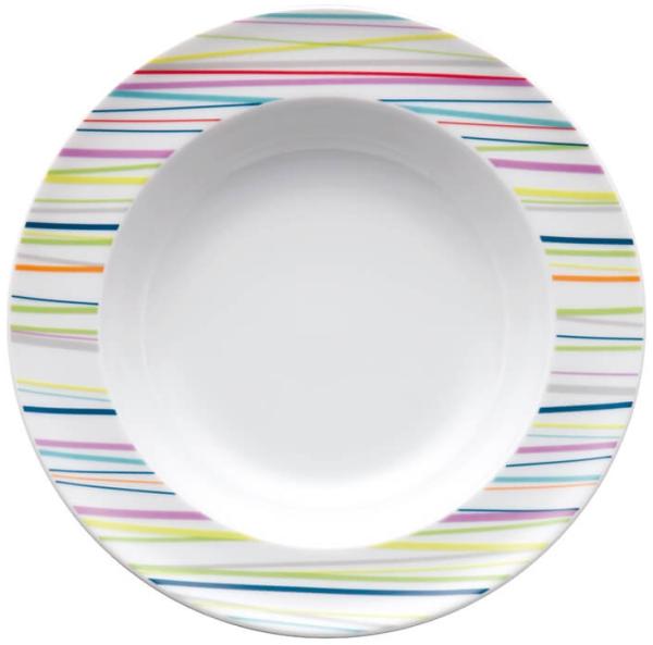 Thomas Sunny Day Suppenteller, Pastateller, Teller, Porzellan, Sunny Stripes / Bunt Gestreift, Spülmaschinenfest, 23 cm, 10323