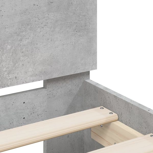 vidaXL Bettgestell mit Kopfteil Betongrau 75x190 cm Holzwerkstoff 838571 Bild 8
