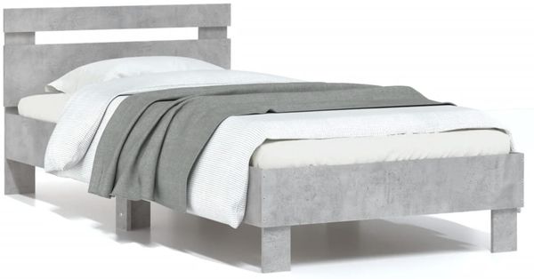 vidaXL Bettgestell mit Kopfteil Betongrau 75x190 cm Holzwerkstoff 838571 Bild 2