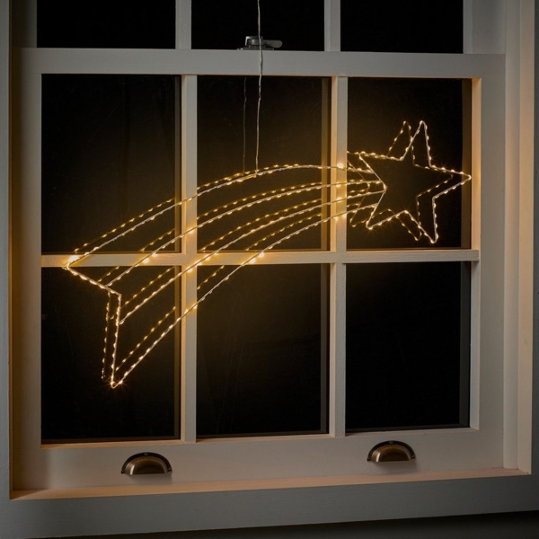 Lights4fun LED Stern 184er Micro LED Sternschnuppe Fensterdeko, LED fest integriert
